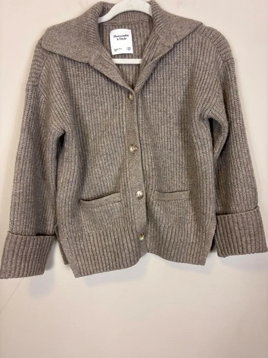 Abercrombie & Fitch Women's Brown Ribbed Button-Up Cardigan Sweater XXS - Picture 3 of 6